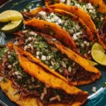Delicious homemade birria tacos with rich broth and fresh toppings.