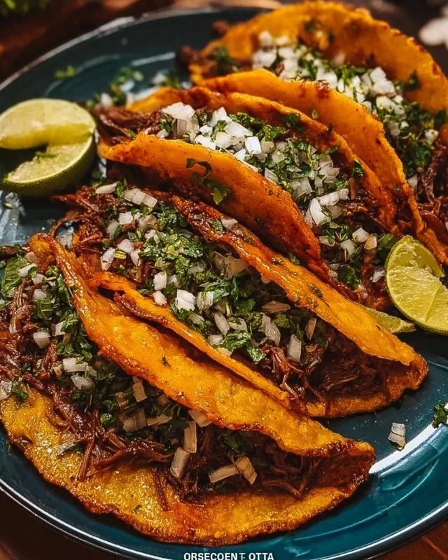 Delicious homemade birria tacos with rich broth and fresh toppings.