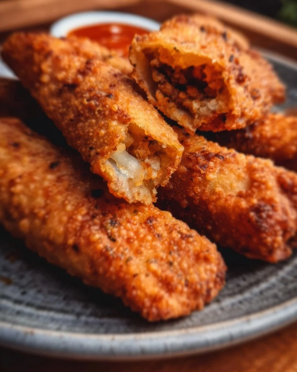 Delicious air fryer taco sticks served with dipping sauce.
