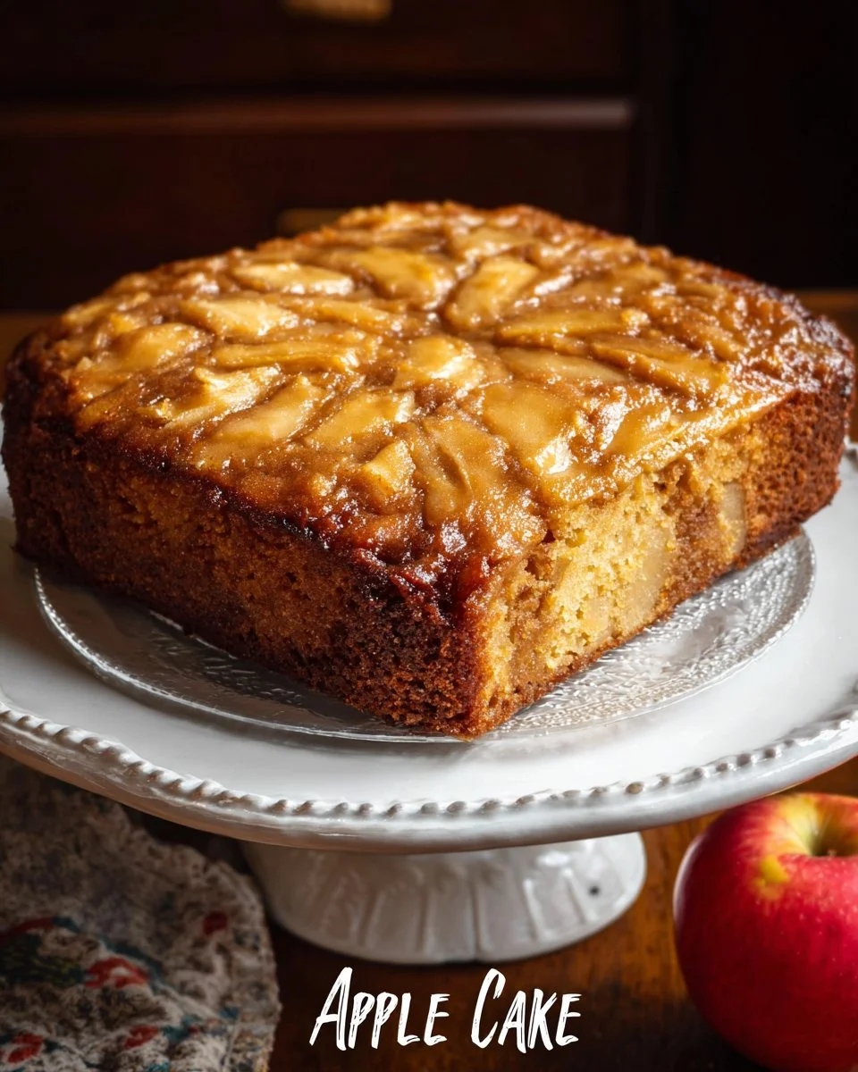 Slice of delicious Amish Apple Cake served on a plate