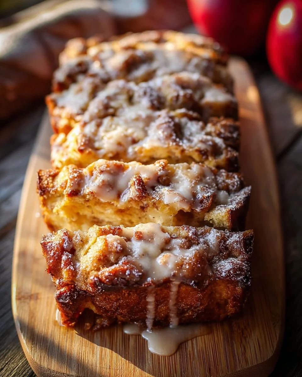 Delicious Amish Apple Fritter Bread with apples and cinnamon