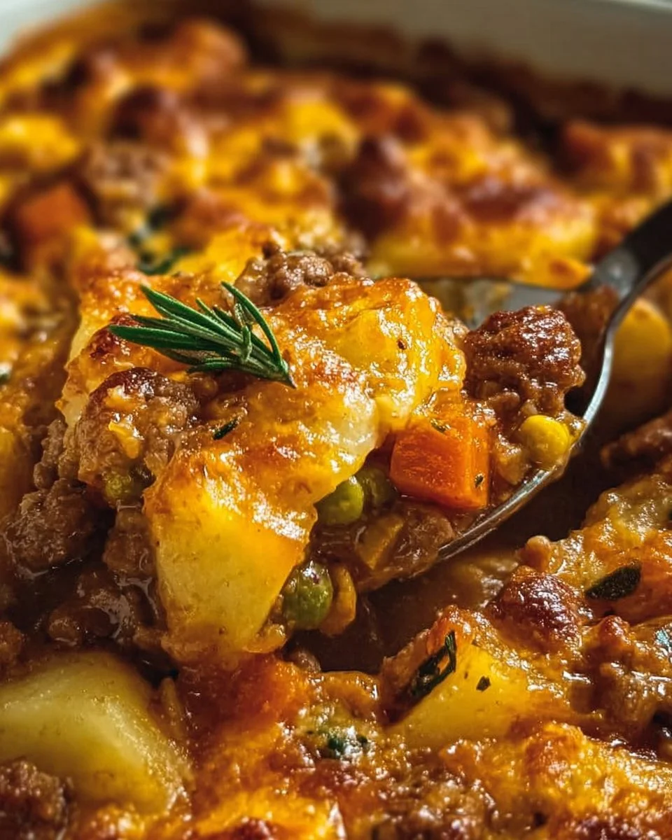 Amish Harvest Casserole with vegetables and cheese in a baking dish