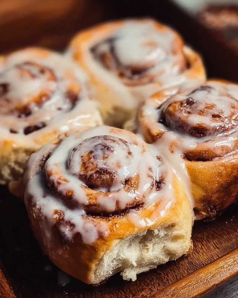 Delicious freshly baked cinnamon rolls topped with icing