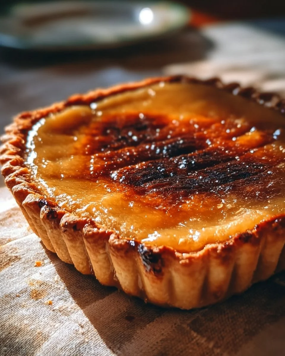 Delicious slice of burnt honey pie with a golden crust and rich filling
