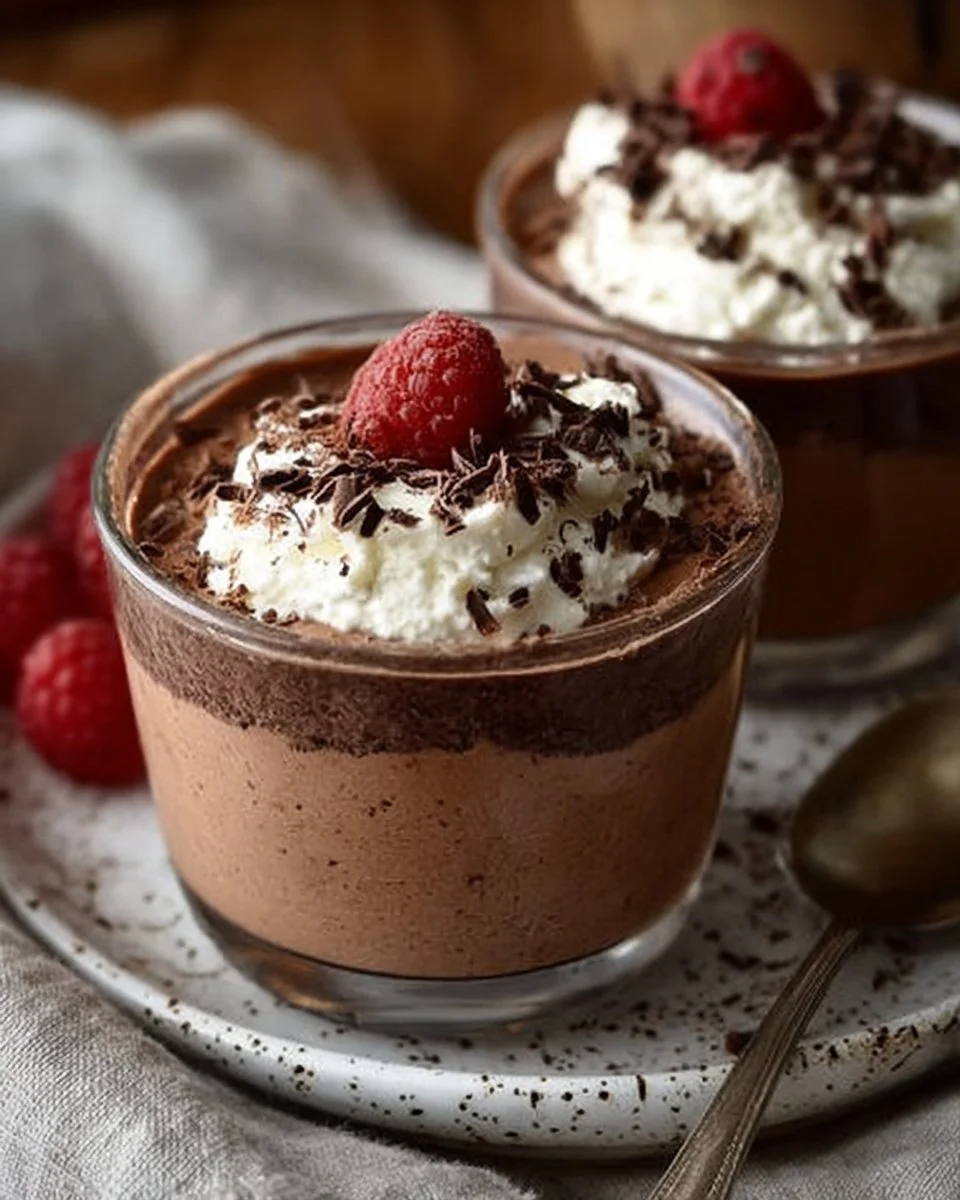 Delicious Cottage Cheese Chocolate Mousse in a bowl, topped with chocolate shavings.