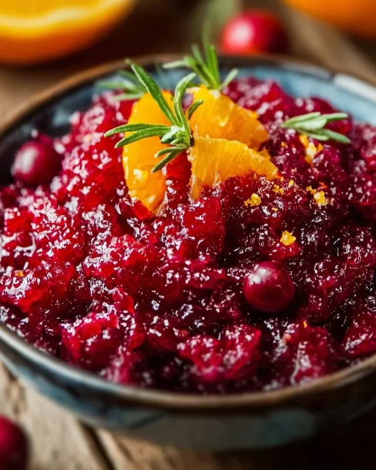 Delicious homemade cranberry orange relish in a serving bowl