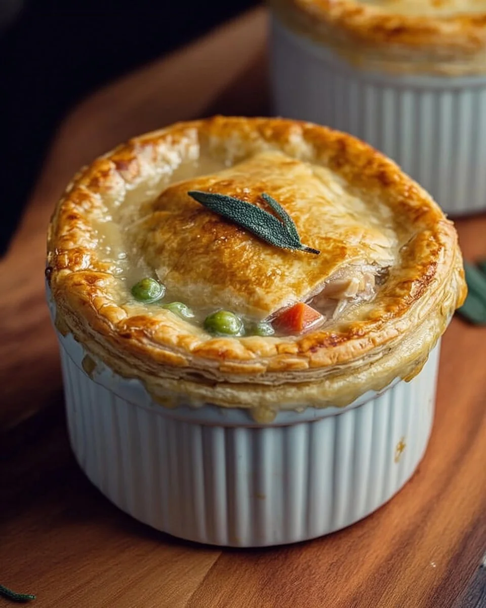 Crockpot chicken pot pie served in a bowl with fresh vegetables