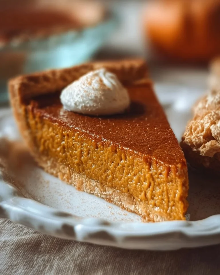 Delicious dairy-free pumpkin pie slice topped with whipped cream