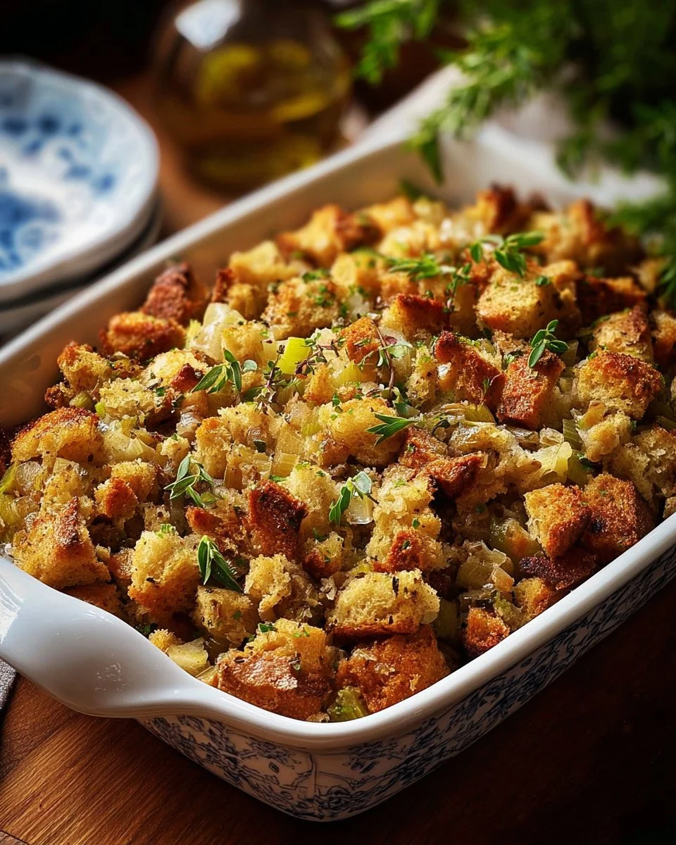 Delicious Thanksgiving stuffing recipe made by Grandma, perfect for the holiday feast.