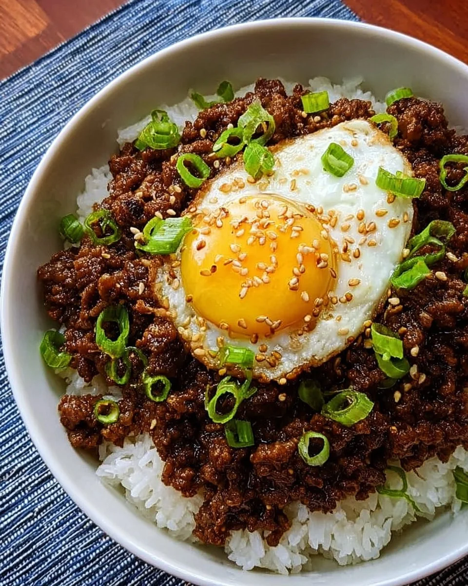 Plate of easy ground beef bulgogi with vegetables and rice