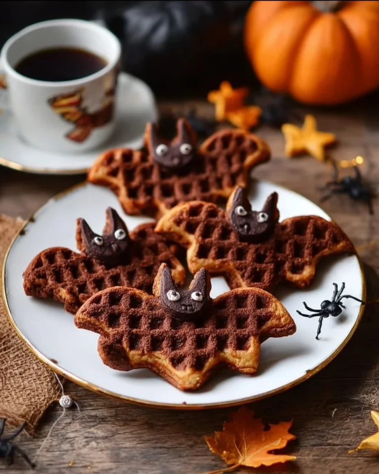 Bat-shaped Halloween waffles for kids and parties