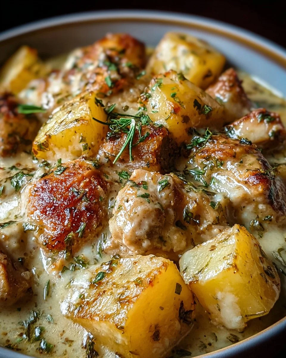 Garlic Parmesan Chicken and Potatoes cooked in a crockpot for an easy dinner.