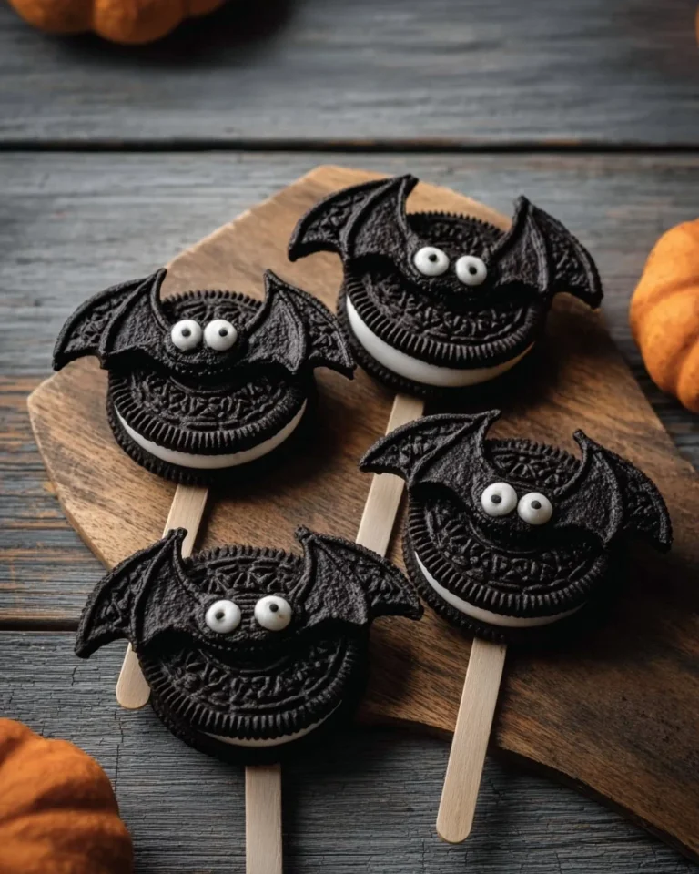 Halloween Bat Oreo Pops decorated for spooky treats