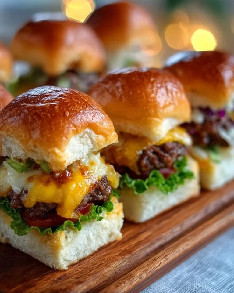 Hawaiian Roll cheeseburger sliders served on a platter