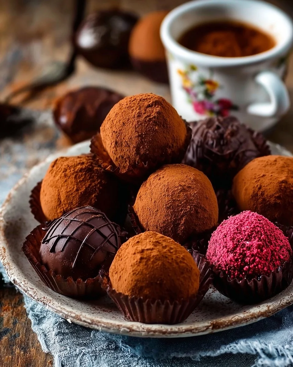 Delicious homemade chocolate truffles on a plate, showcasing gourmet dessert