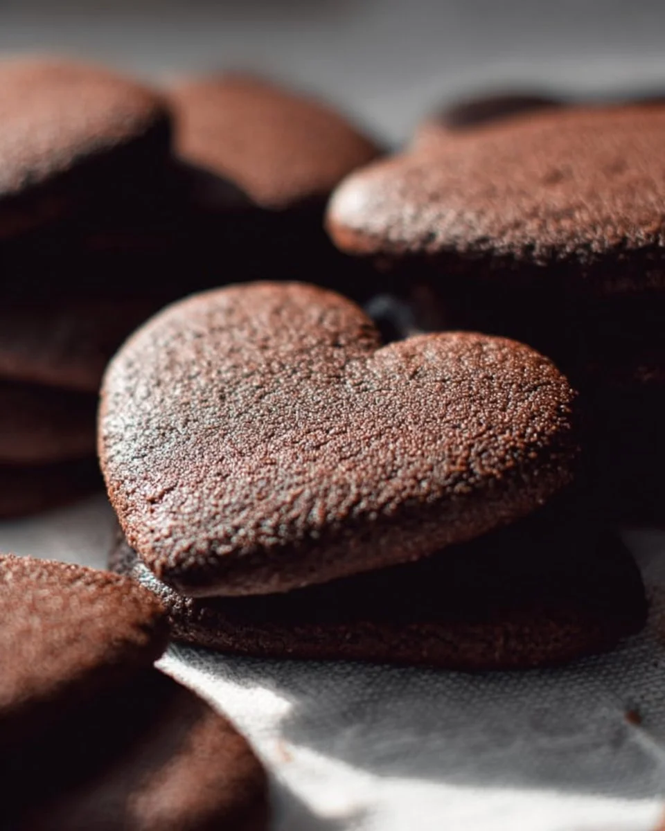 Perfect no spread chocolate sugar cookies arranged on a plate