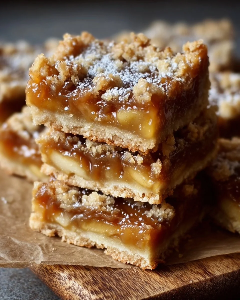 Delicious salted caramel apple bars topped with caramel drizzle