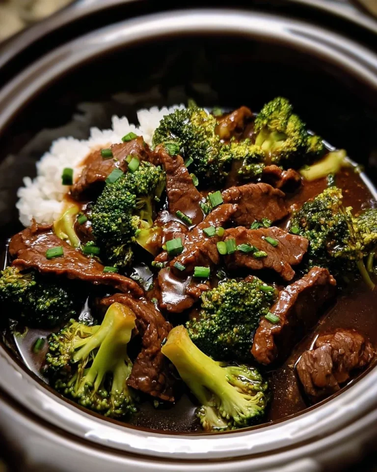 Savory Crock Pot Beef and Broccoli dish served in a bowl