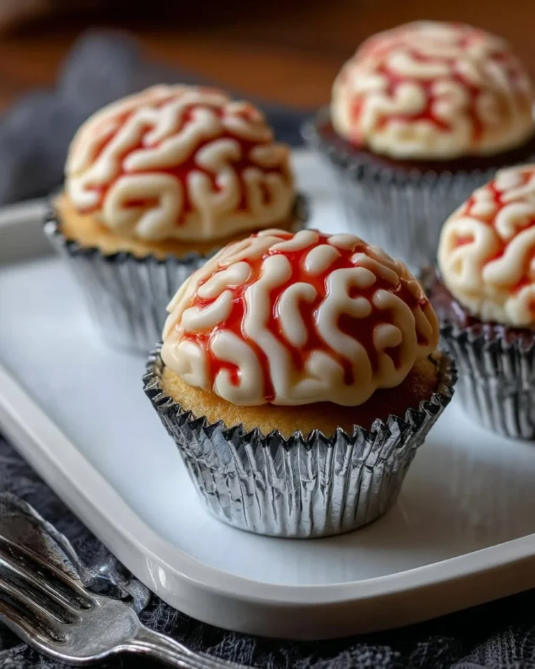 Skeleton and brain cupcakes decorated for Halloween festivities