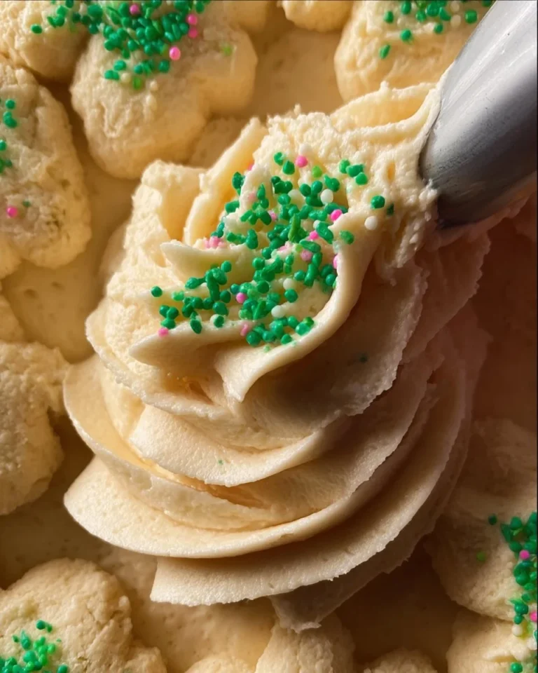 Delicious sugar cookie buttercream frosting in a bowl ready for decorating treats