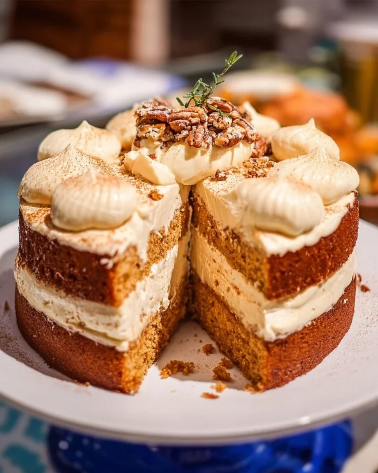 Thanksgiving Piecaken with layers of pie and cake, festive dessert for the holiday season.