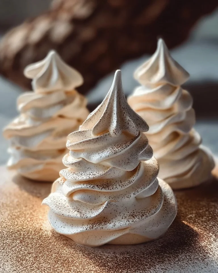 Festive Tree Meringue Cookies decorated for the holiday season