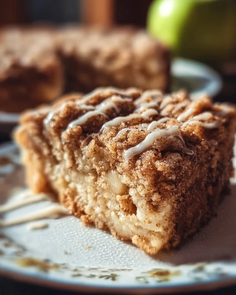 Delicious apple crumb cake with spiced apples and crumb topping