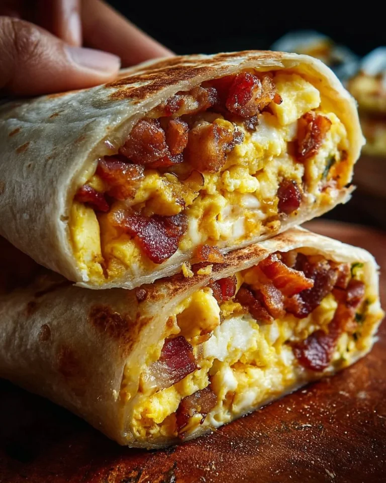 Bacon Egg Cheese Breakfast Burritos on a plate, ready to enjoy.