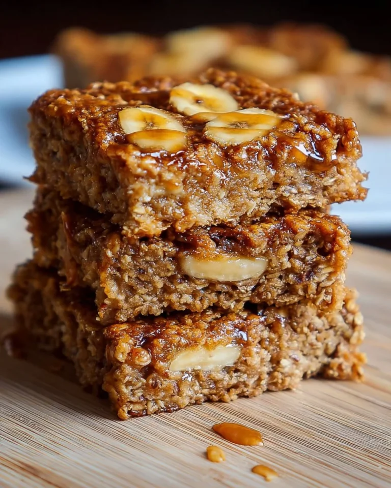 Homemade banana oatmeal bars with oats and ripe bananas