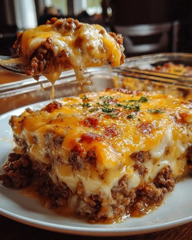 Delicious Cattle Drive Casserole served in a rustic dish