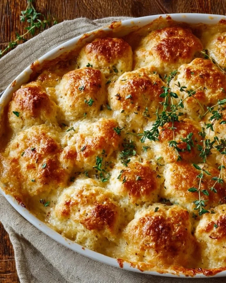 Delicious Chicken Bubble Biscuit Bake Casserole served in a baking dish