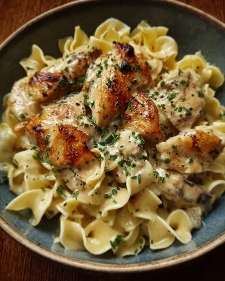 Delicious Chicken with Buttered Noodles served on a plate