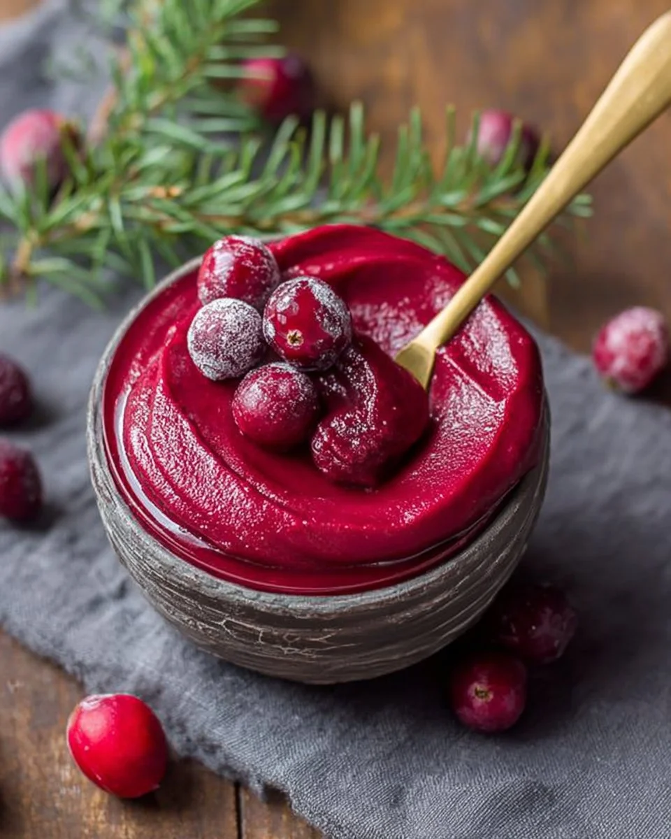 A jar of vibrant cranberry curd on a dessert table, showcasing its rich color.