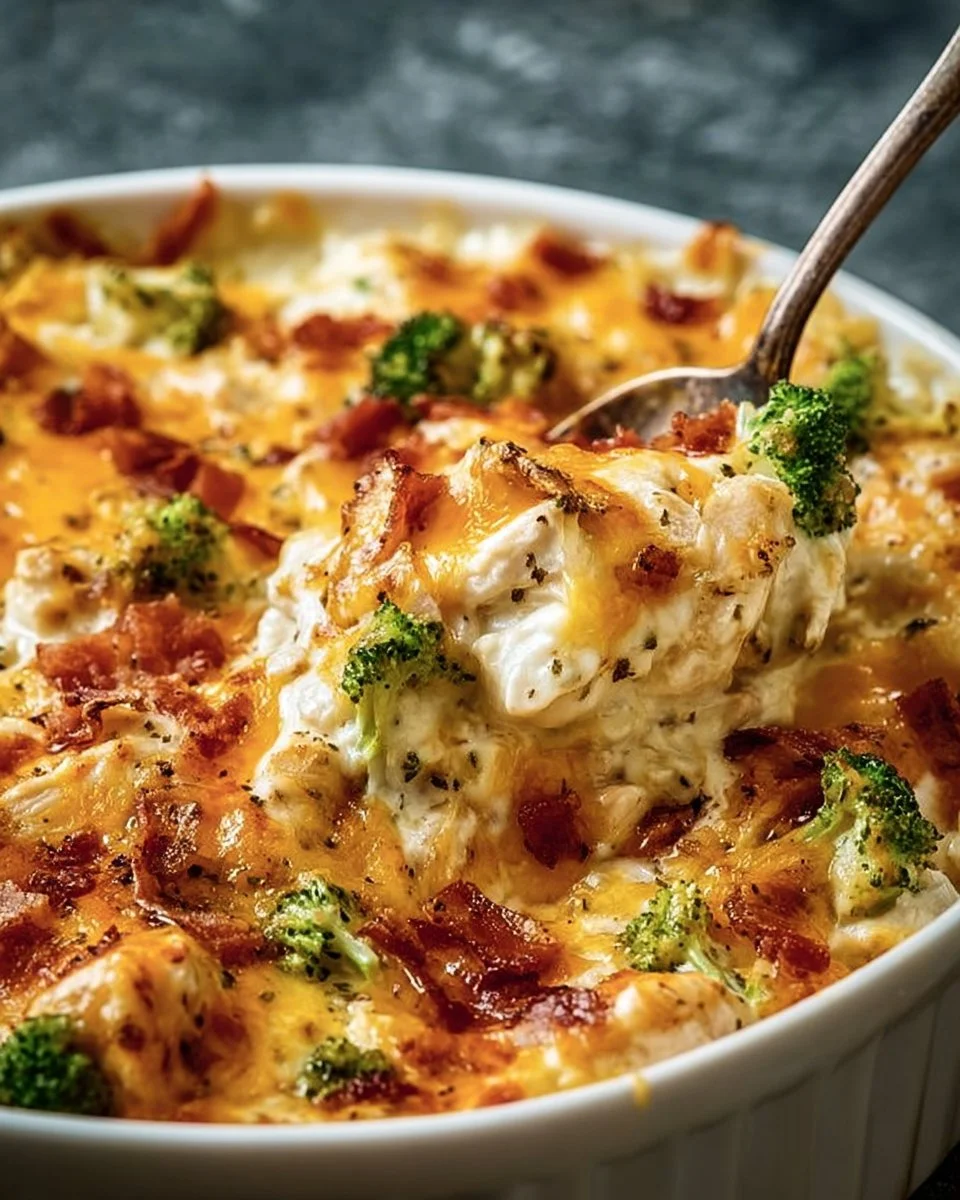 Creamy low carb chicken casserole recipe with vegetables and cheese