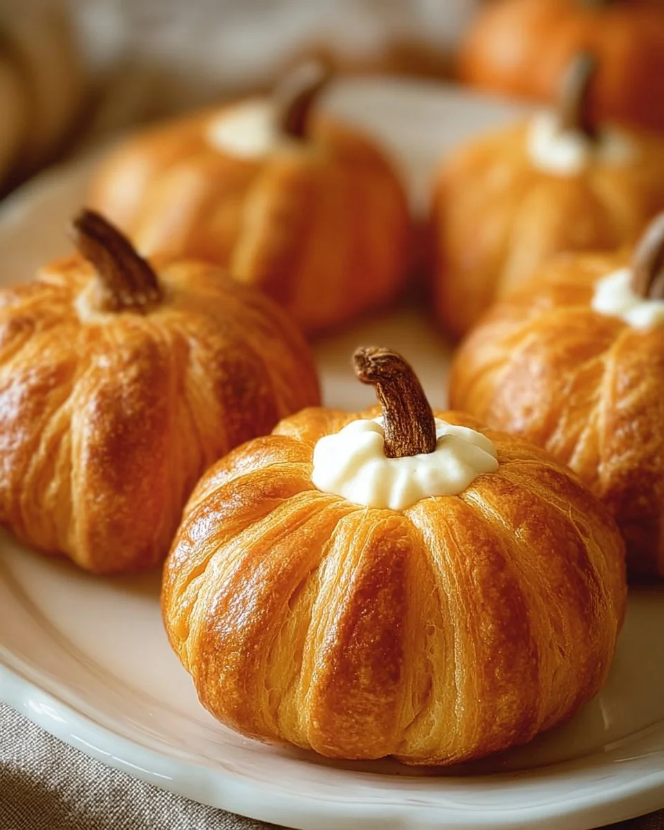 Plate of delicious Crescent Roll Pumpkins baked for Halloween