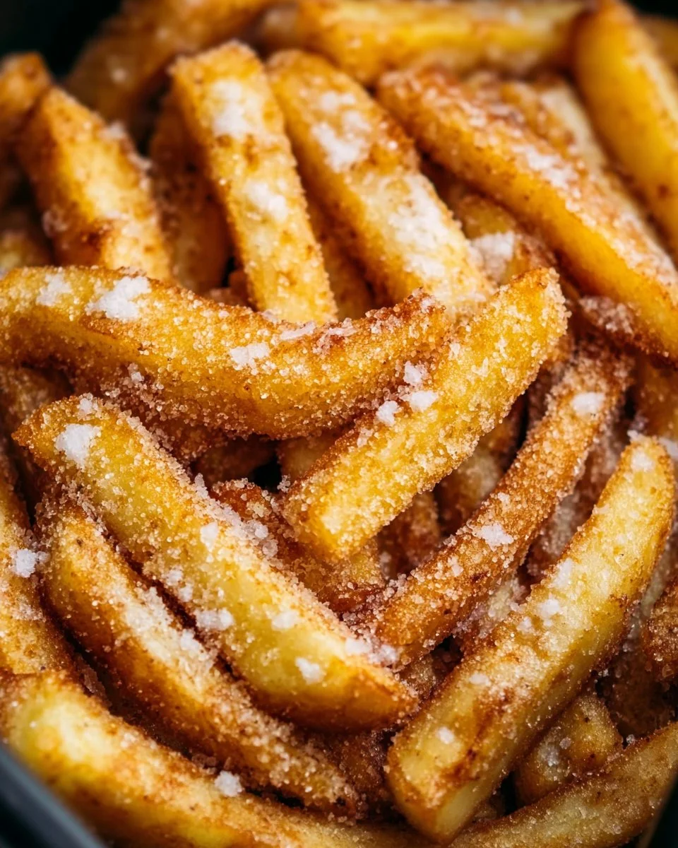 Crispy air fryer apple fries served in a bowl, showcasing a healthy snack option.