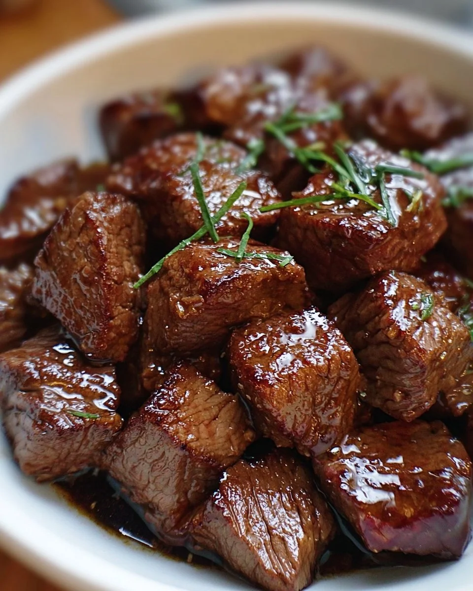 Delicious Crockpot steak bites ready to serve for a satisfying dinner