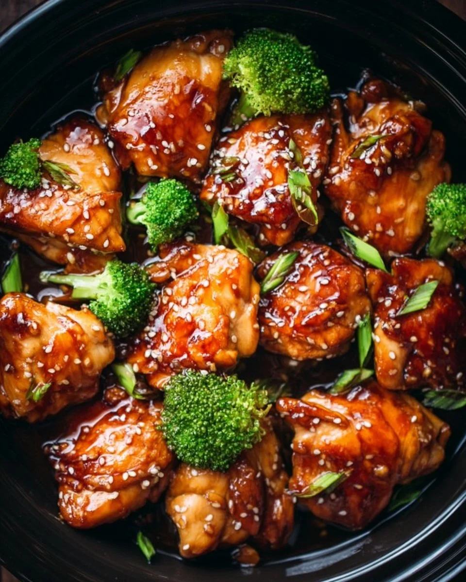 Crockpot Teriyaki Chicken served with rice and vegetables
