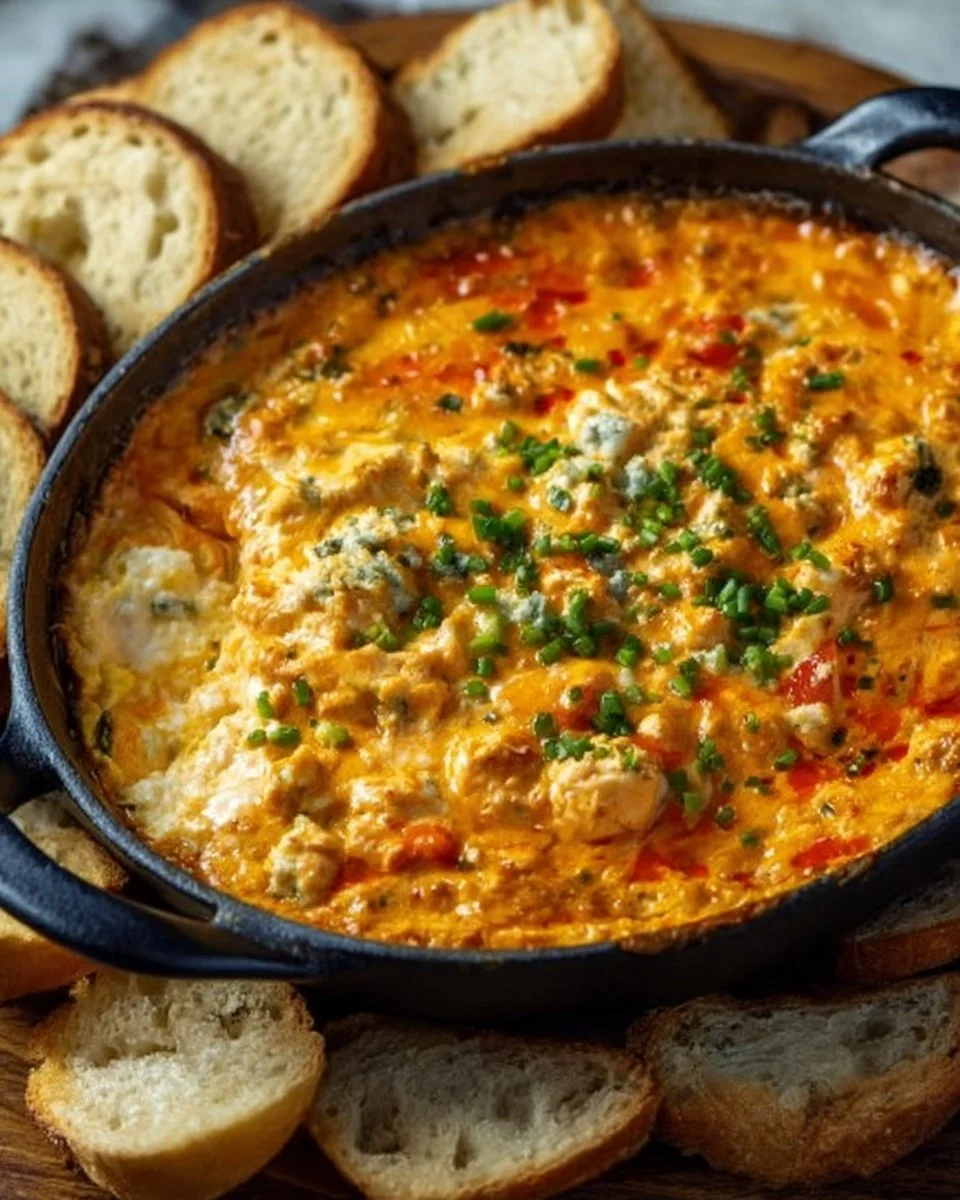 Easy Buffalo Chicken Dip served in a bowl with tortilla chips on the side
