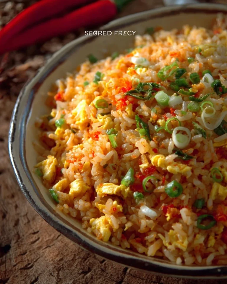 Delicious Egg Fried Rice served with fresh vegetables and eggs.