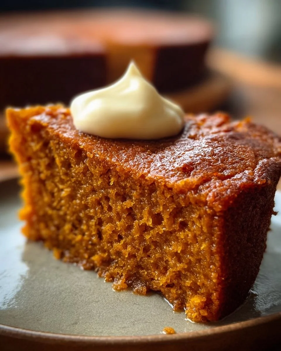 Flourless sweet potato ginger cake topped with icing and garnished with ginger slices.