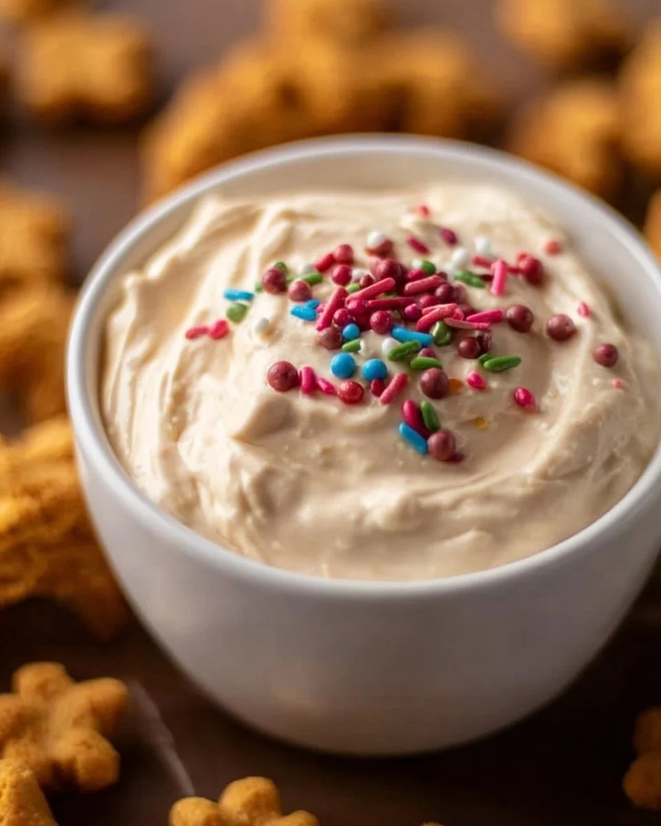 High-protein sweet dip served in a bowl with fresh fruits for dipping