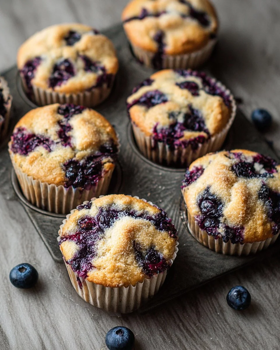 Homemade blueberry protein muffins fresh out of the oven