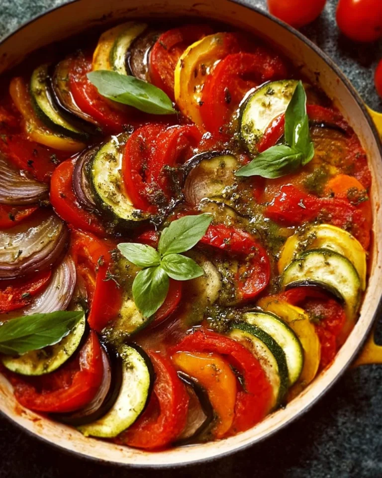 Homemade classic French Ratatouille with fresh vegetables in a vibrant dish