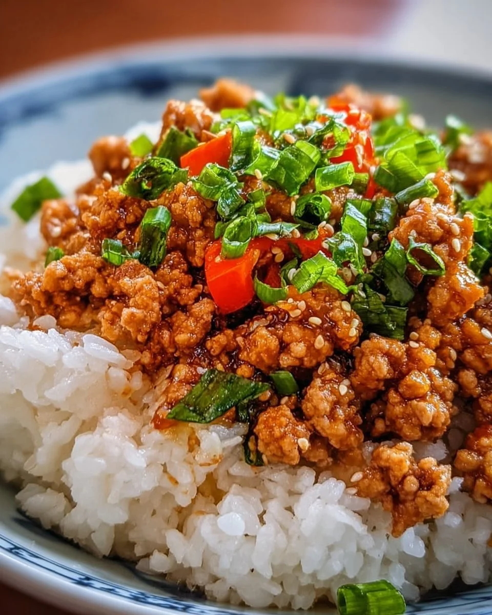 Plate of Honey Garlic Ground Turkey with vegetables
