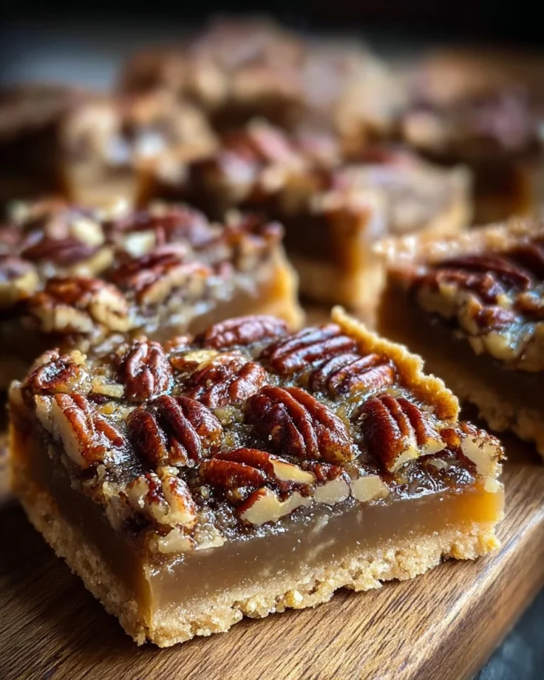 Delicious pecan pie bars served on a festive plate for the holidays.