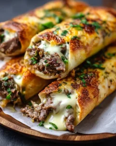 Delicious Keto Philly Cheesesteak Rolls served on a plate