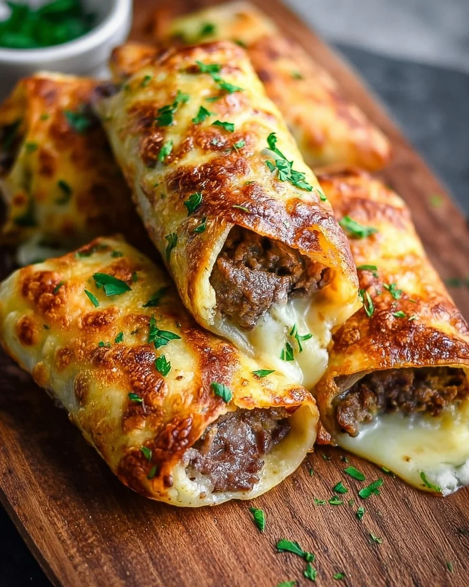 Delicious Keto Philly Cheesesteak Rolls served on a plate