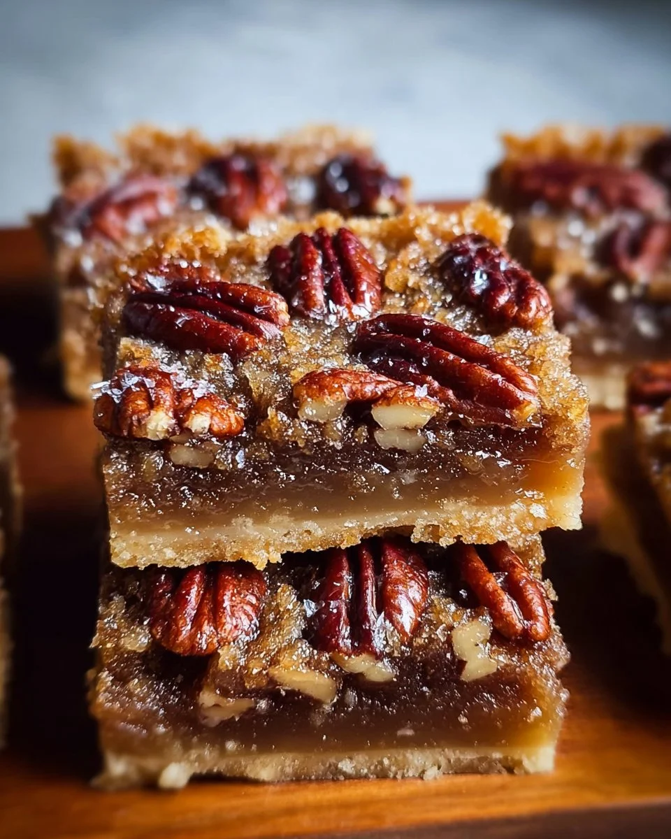 Delicious lazy girl pecan pie bars on a plate, ready to enjoy.