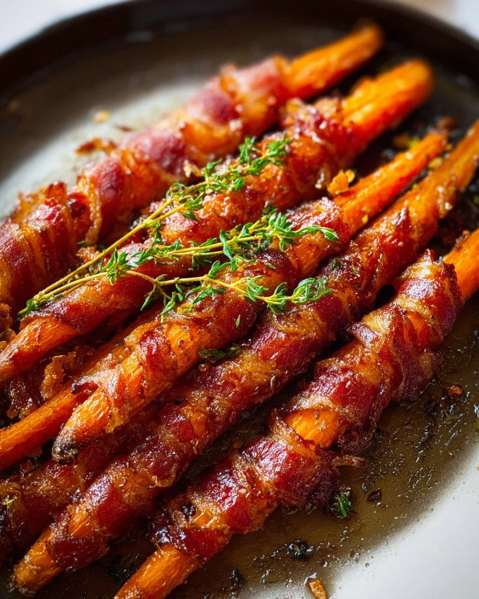 Maple Bacon Carrots dish with crispy bacon and glazed carrots